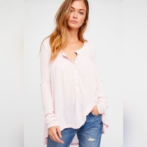 Free People Light Pink Henley Tunic
